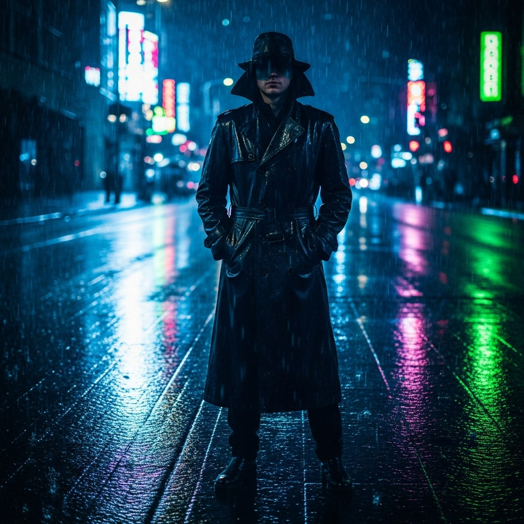 Slim-Fit Leather Trench Coat