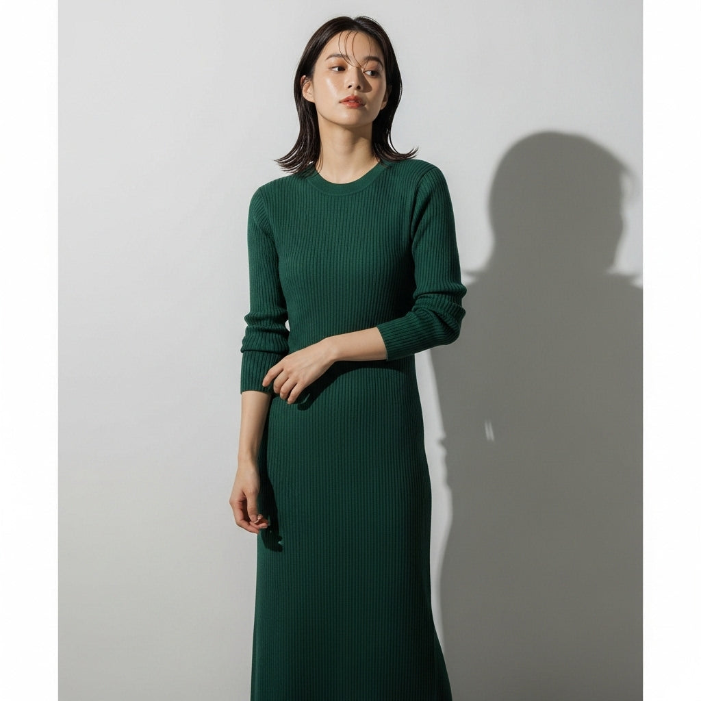 Ribbed Knit Midi Dress